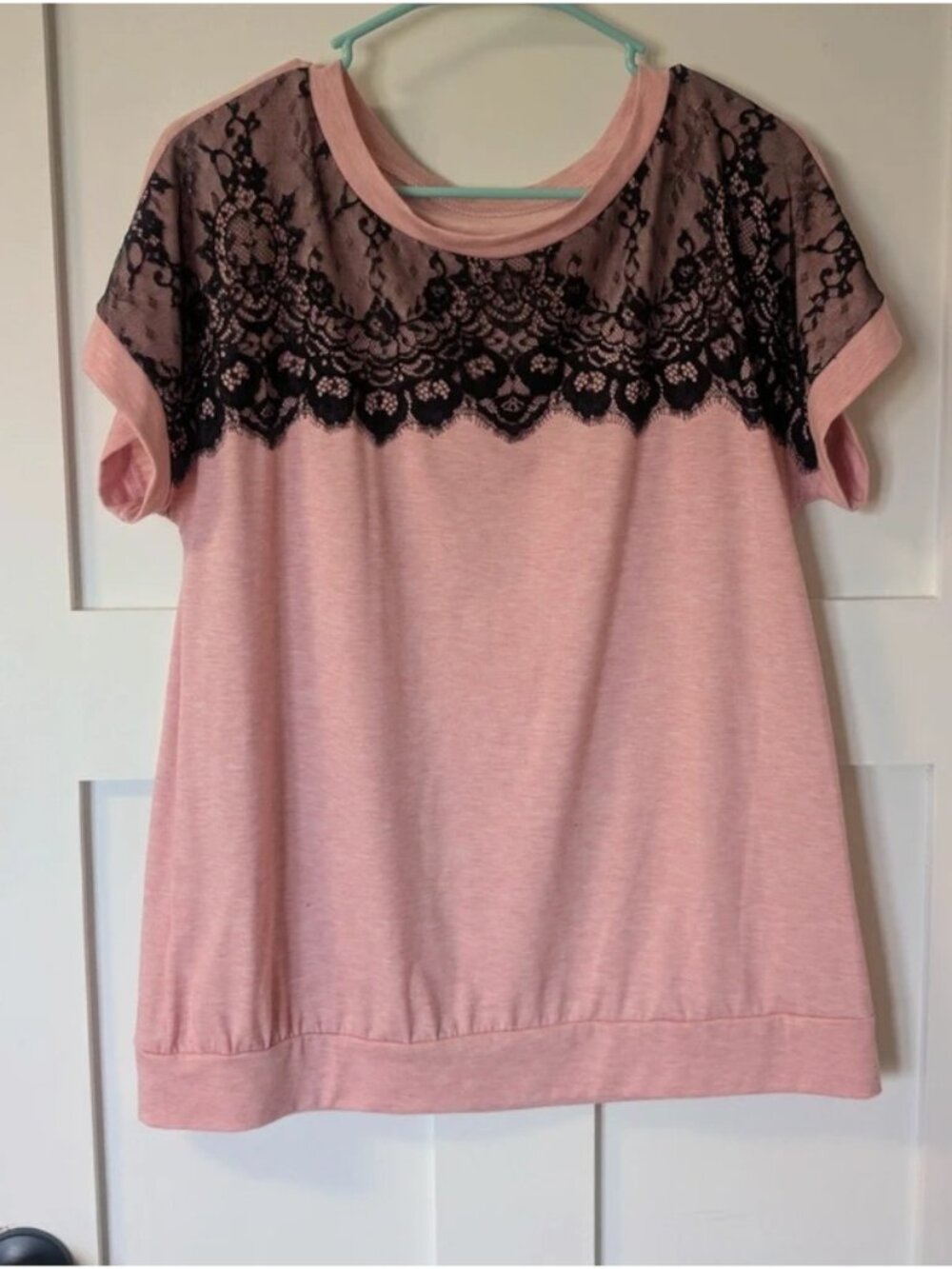 Amazon Women's Large lacey top in rosey pink